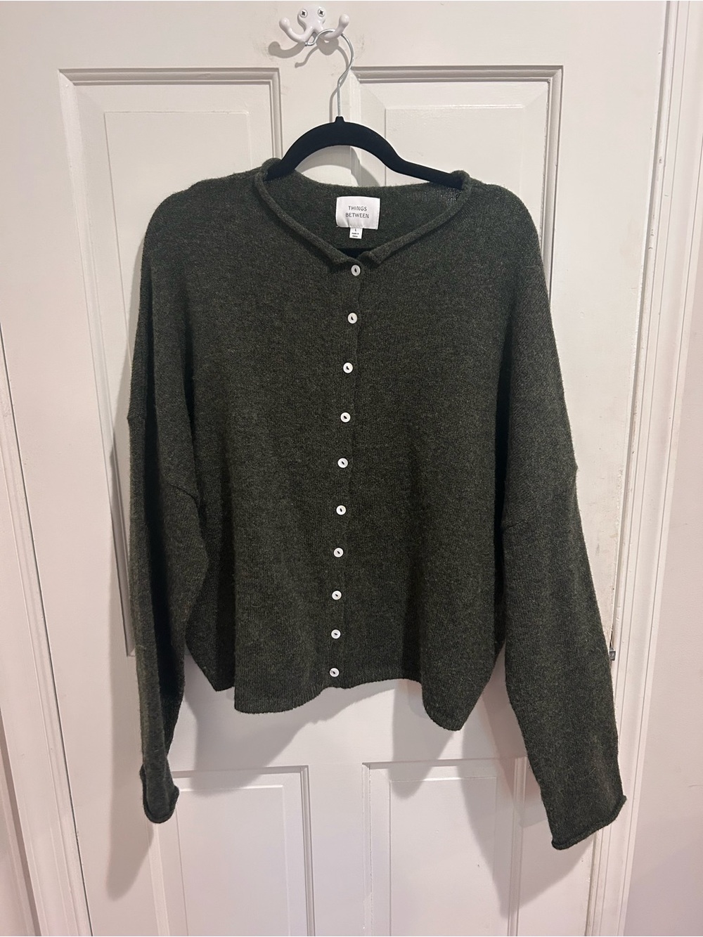 Dark Olive Button-Front Cardigan